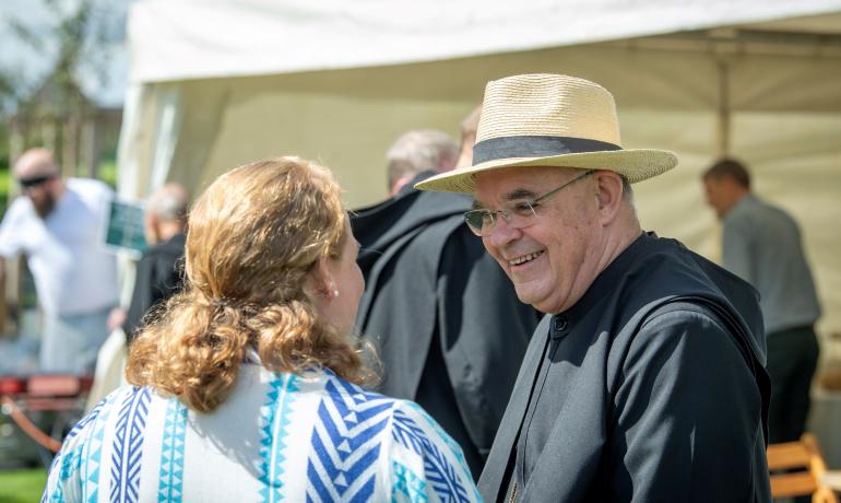 Abbot Robert with a retreatant