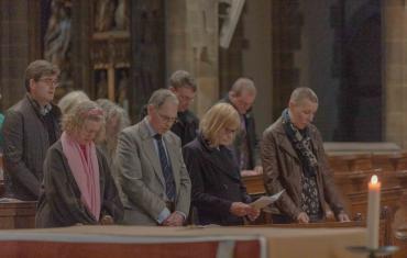 Lay people praying the Abbey church choir