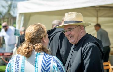 Abbot Robert with a retreatant